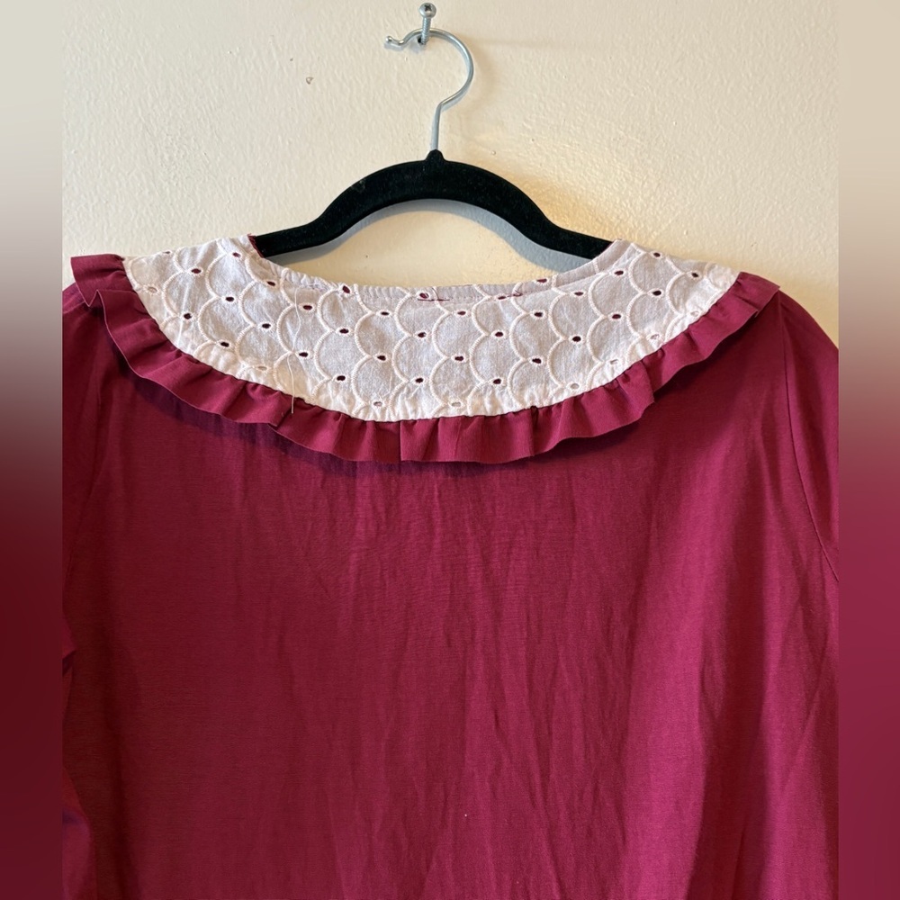 Vintage Cotton Maxi Dress with Peter Pan Lace Collar Prairie Style Size Medium - Picture 6 of 11